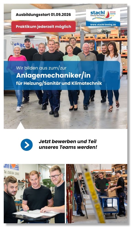 Johann Stachl GmbH - Stellenanzeige WhatsAppStatus - Reel 9-16 Azubi Anlagenmechaniker (mwd)